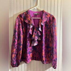 New with tags. Kate & Mallory Vibrant Multicolor Ruffle Blouse. Medium